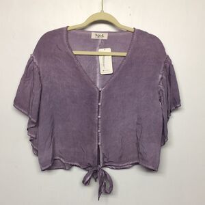 Material Girls Women’s Purple Ruffled Blouse NWOT